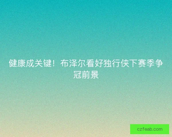 健康成关键！布泽尔看好独行侠下赛季争冠前景